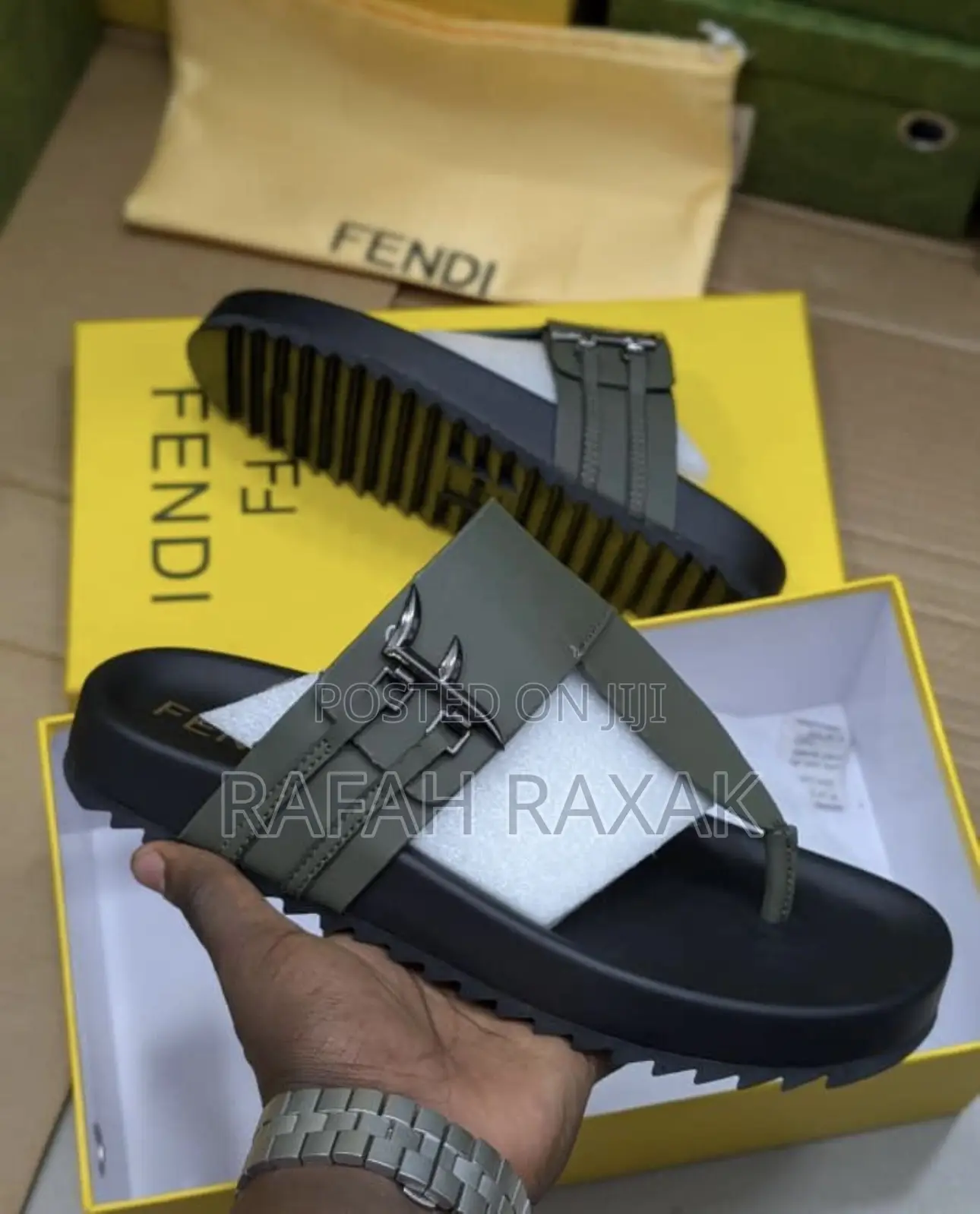 Original Men’S Green Fendi Luxury Sandals