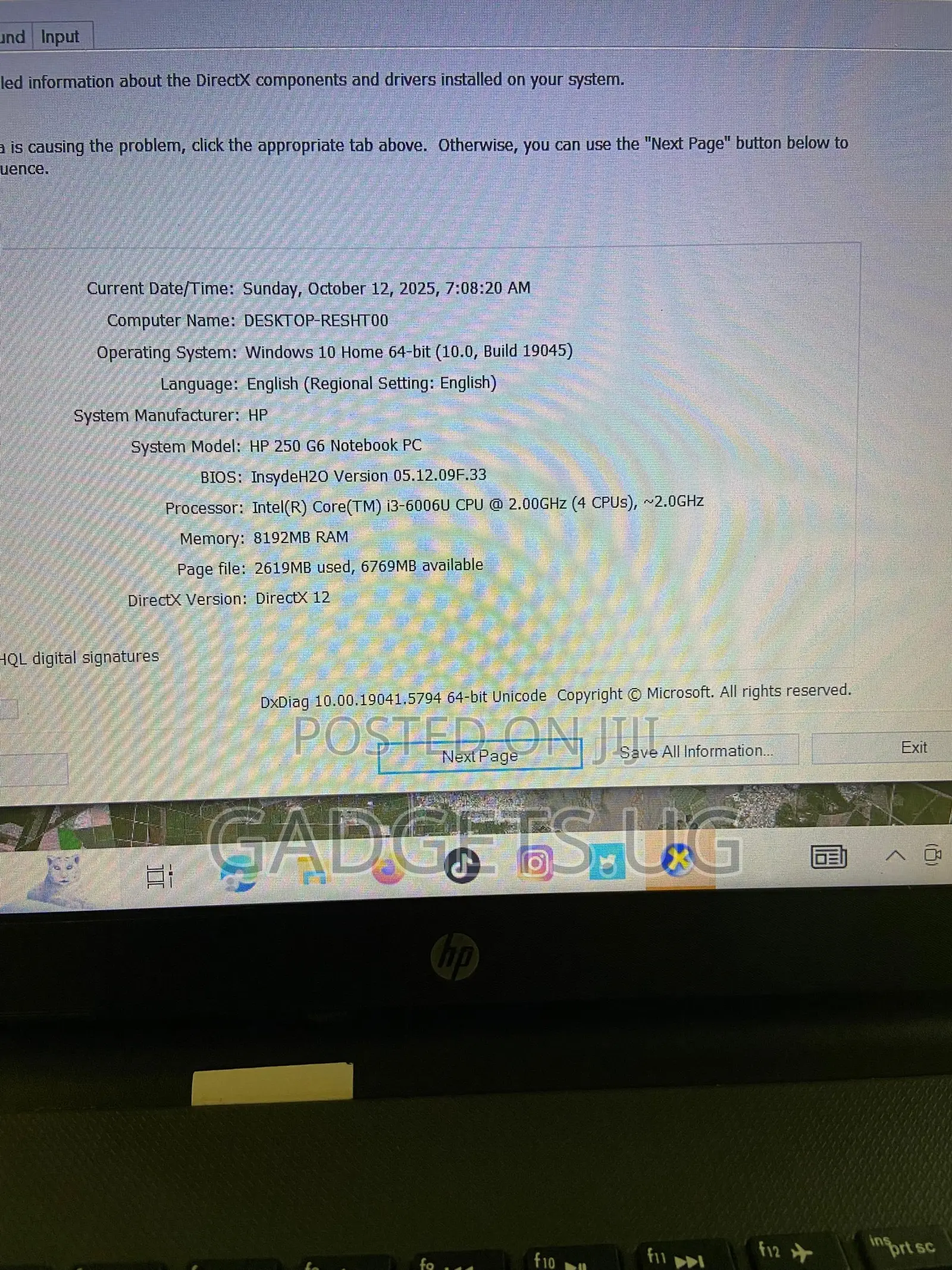 Laptop HP 250 G6 8GB Intel Core I3 HDD+SSD 500GB