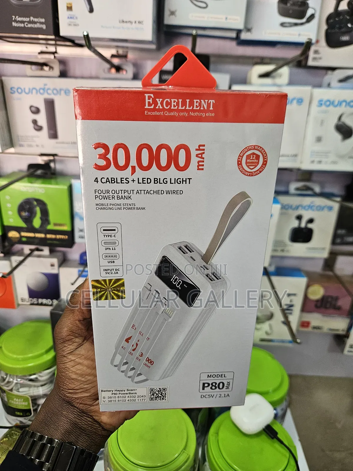Excellent Power Bank 30,000mah P80max 4x