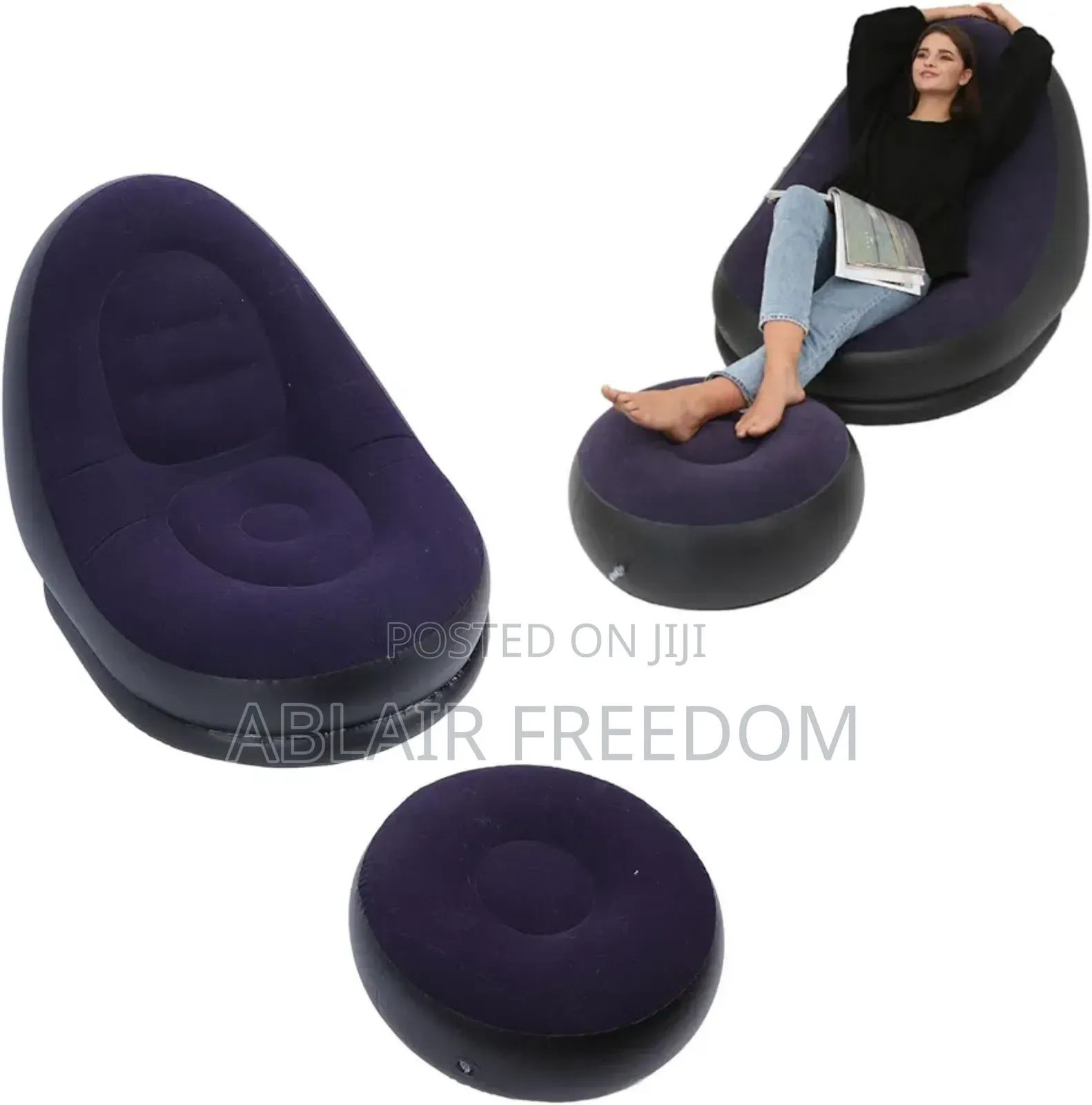 Comfortable Air Chair With Foot Stool + Electric Air Pump