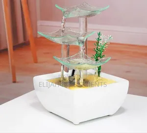 Ceramic and Glass Tabletop Water Fountain With Led Lights