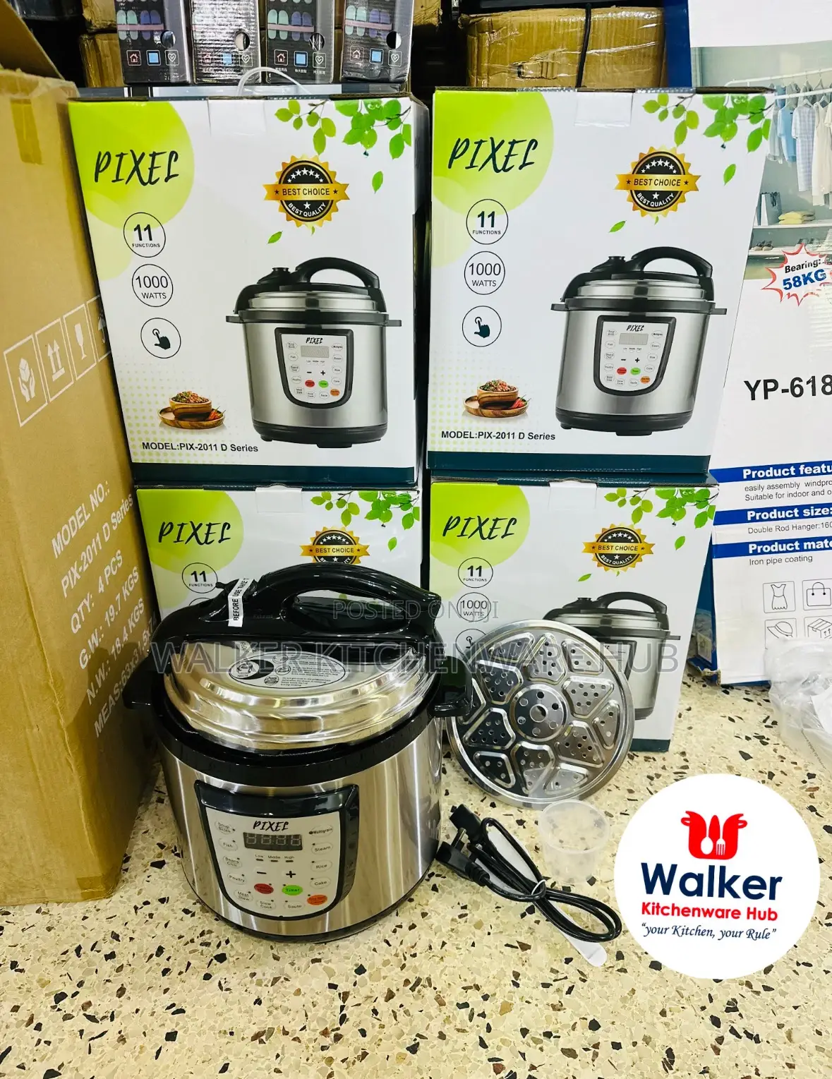 6.0l Pixel Electric Pressure Cooker With a Steamer Plate