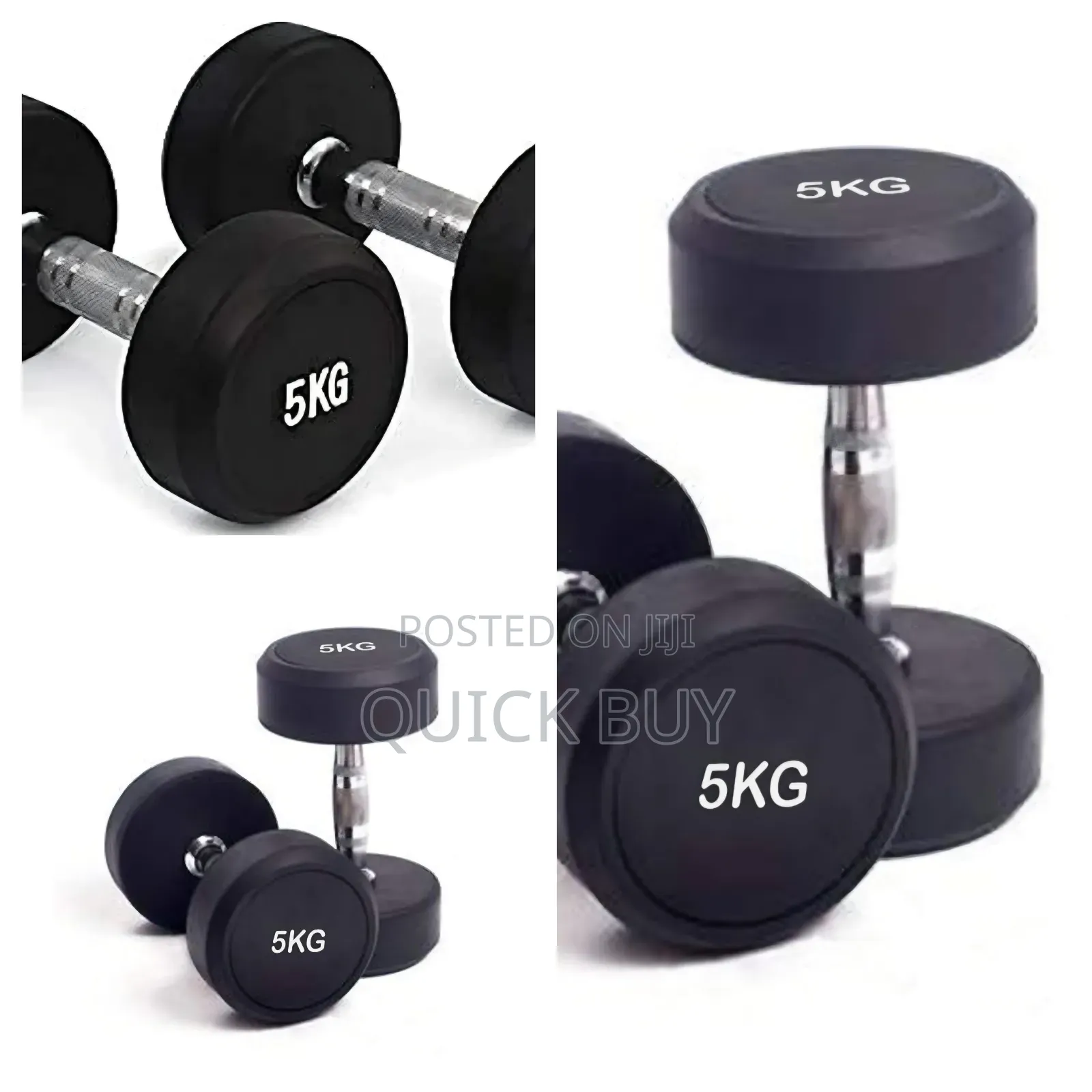 5kg Rubber-Coated Round Dumbbells