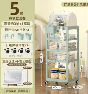 Multi-layer Mobile Baby Organizing Cart With A Detachable Box