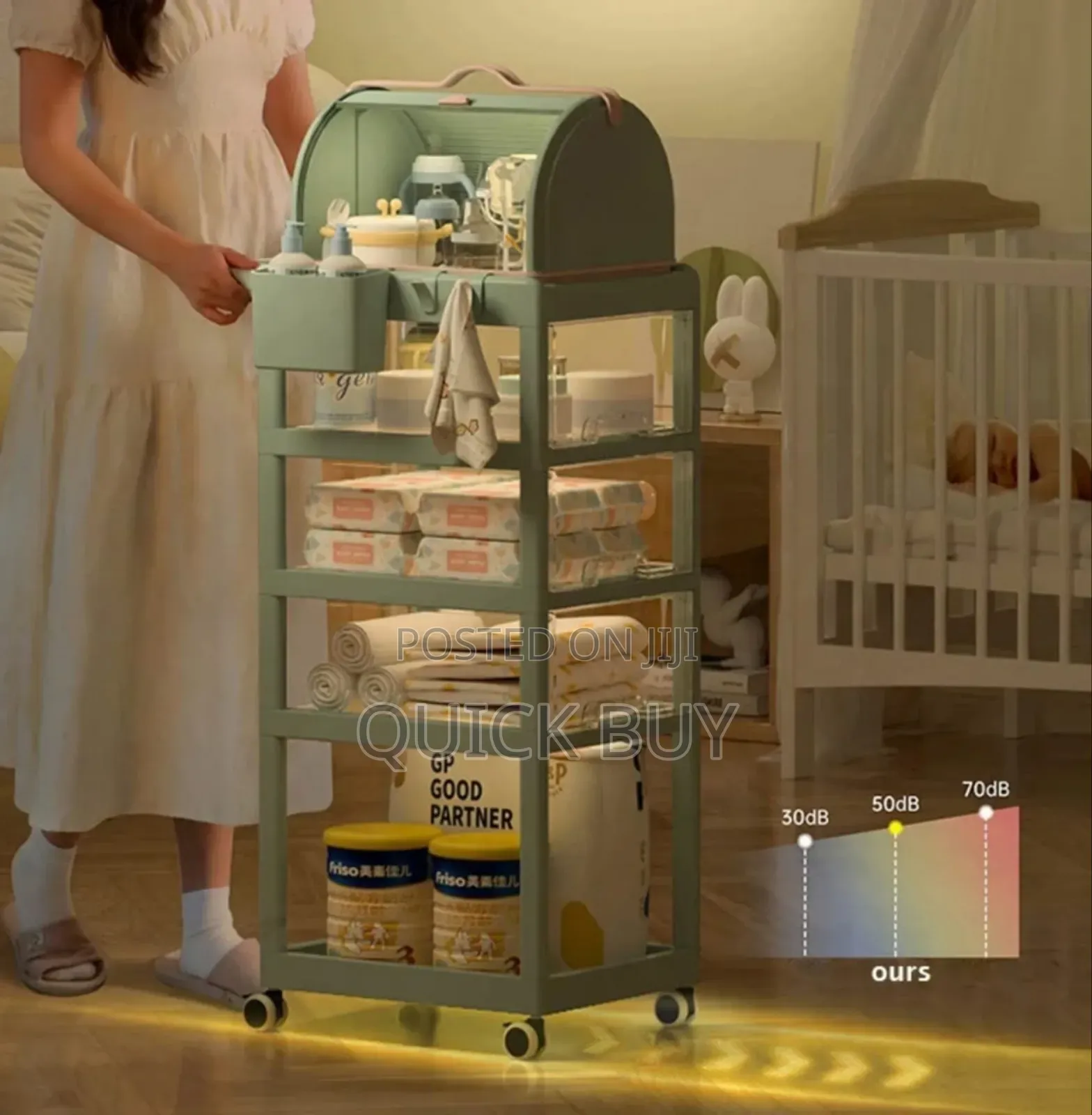 Multi-layer Mobile Baby Organizing Cart With A Detachable Box