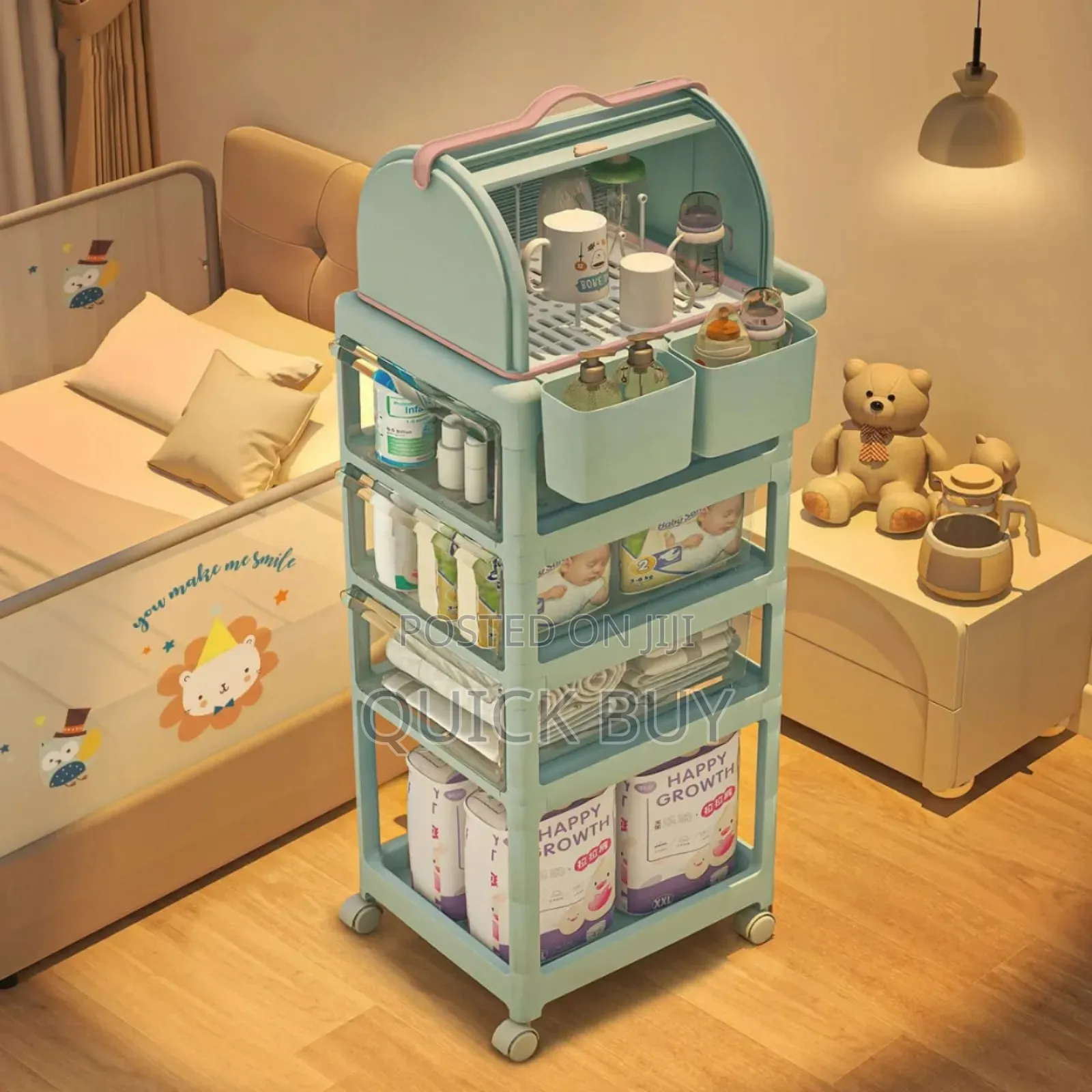 Multi-layer Mobile Baby Organizing Cart With A Detachable Box