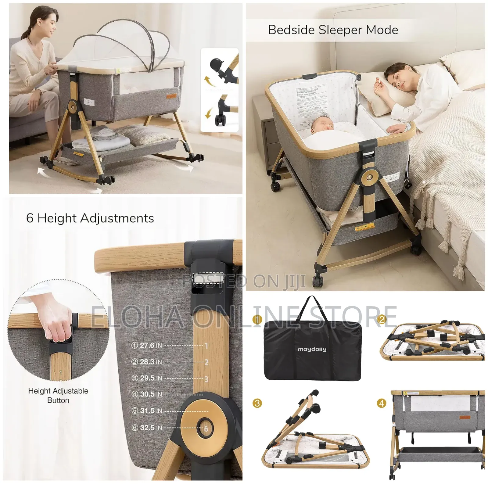 Maydolly 3-in-1 Baby Bassinet Bed