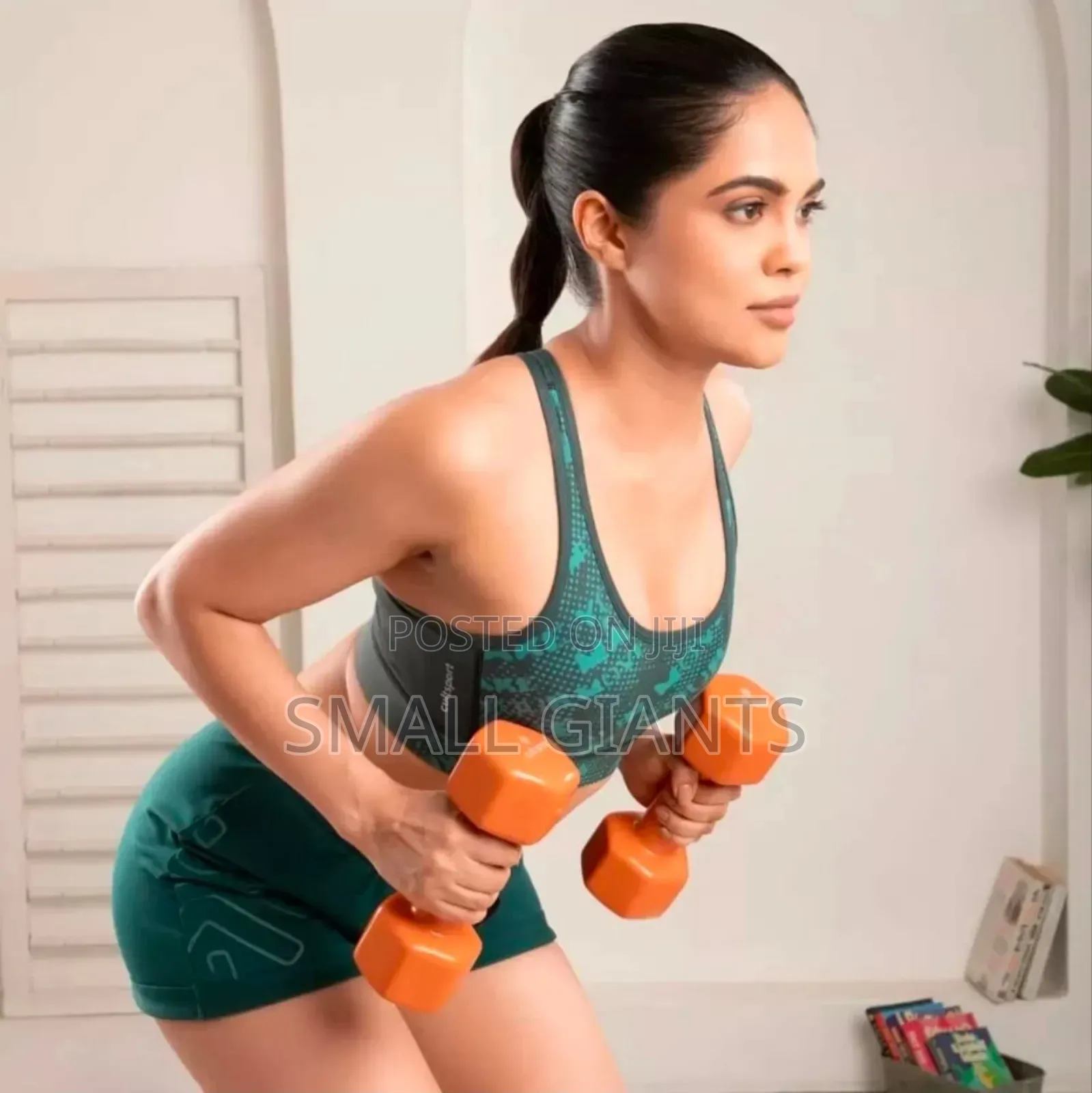 Pair of Blue Neoprene Dumbbells, Each Weighing 8 Kg.
