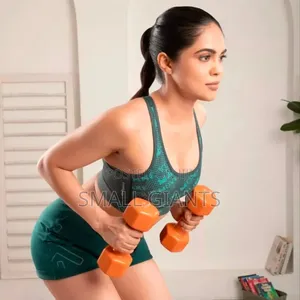 Pair of Blue Neoprene Dumbbells, Each Weighing 8 Kg.