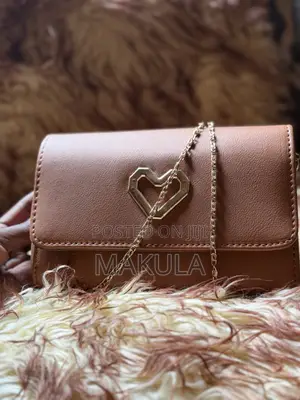 Brown Clutch Bag With Brown Golden Chain