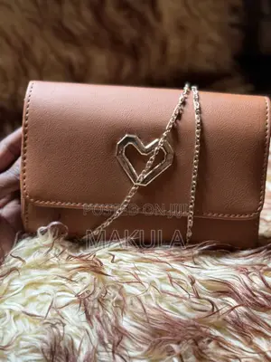 Brown Clutch Bag With Brown Golden Chain