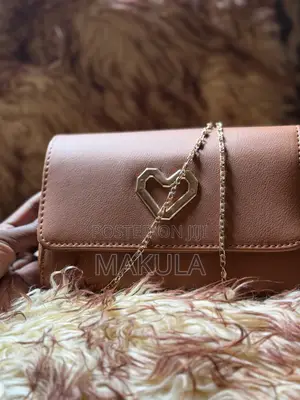 Brown Clutch Bag With Brown Golden Chain