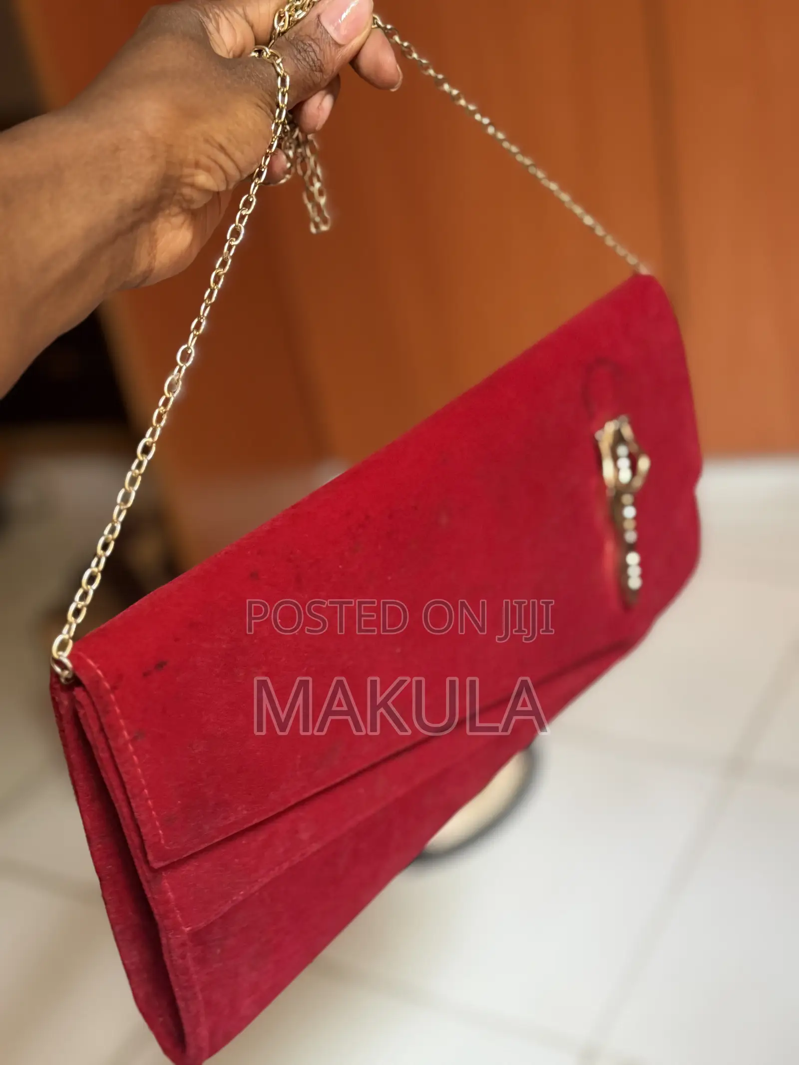 Red Suede Clutch