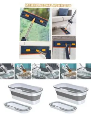 Mop and Bucket Cleaning System With Space-Saving