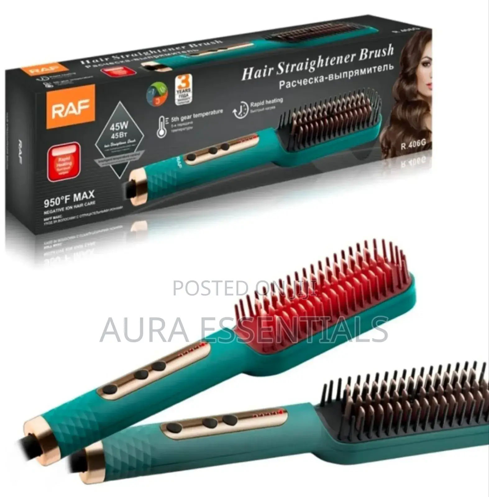 Raf R.406g Natural Hair Straightener Brush