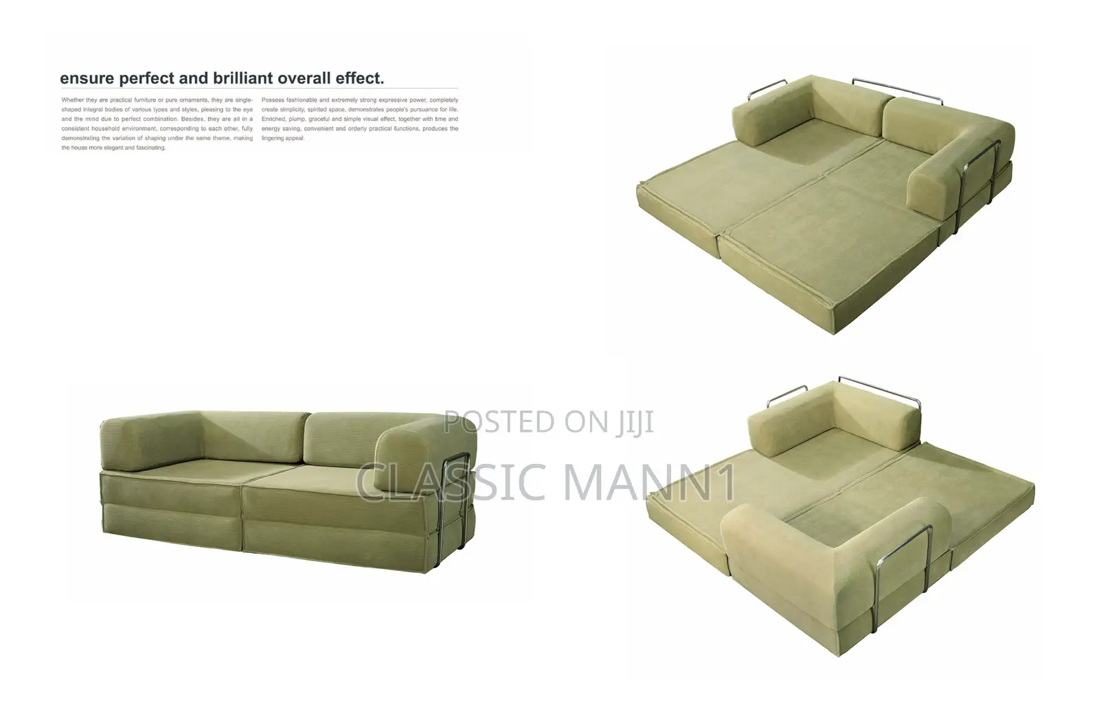 Modern Folding Sofa Bed (2-Seater Convertible)