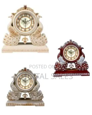 Ornate Double Peacock Mantel Clock With Pendulum