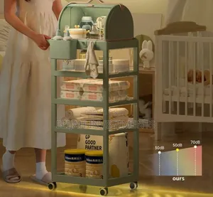 Multi-Layer Mobile Baby Organizing Cart With a Detachable Box