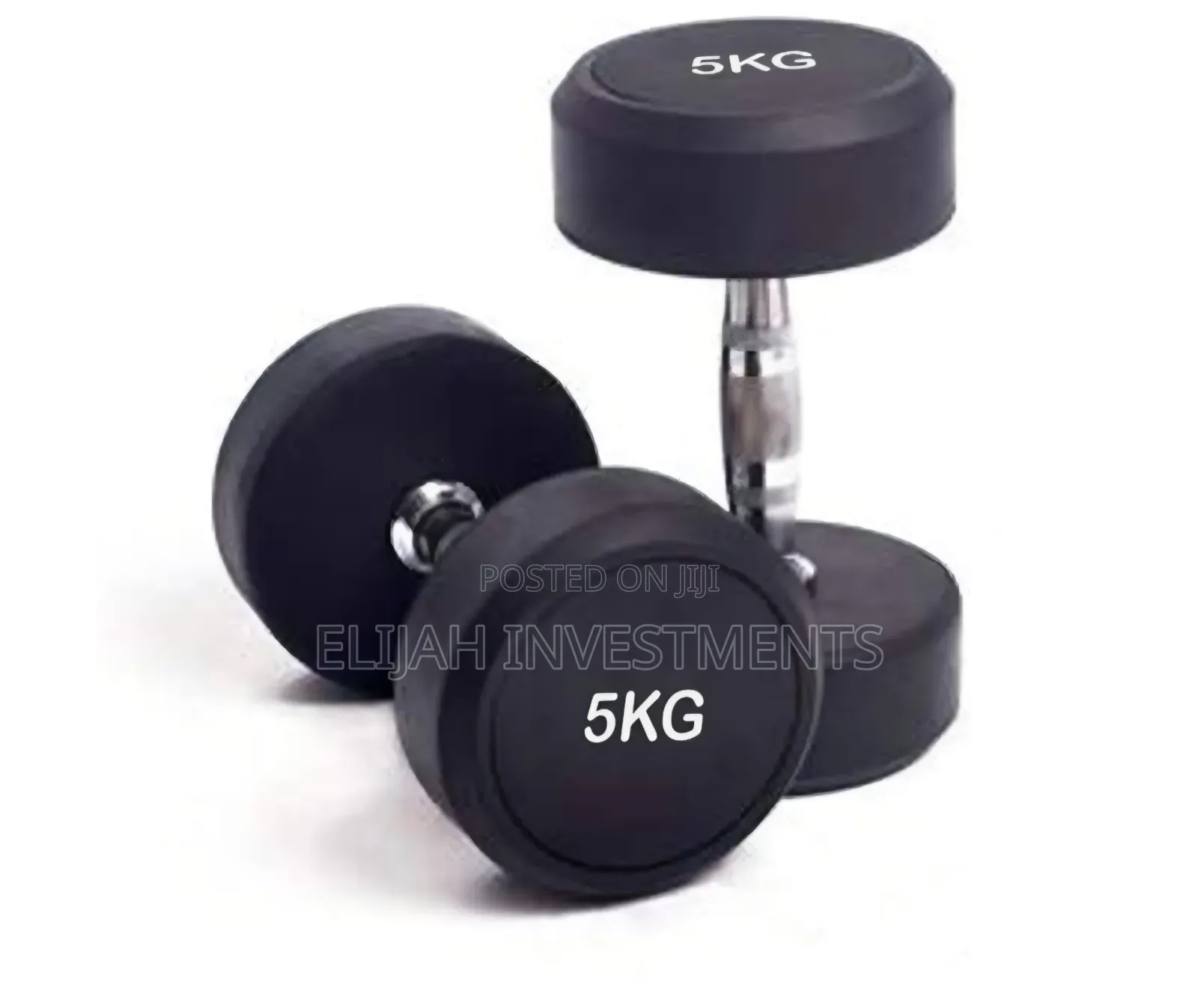 5kg Rubber-Coated Round Dumbbells