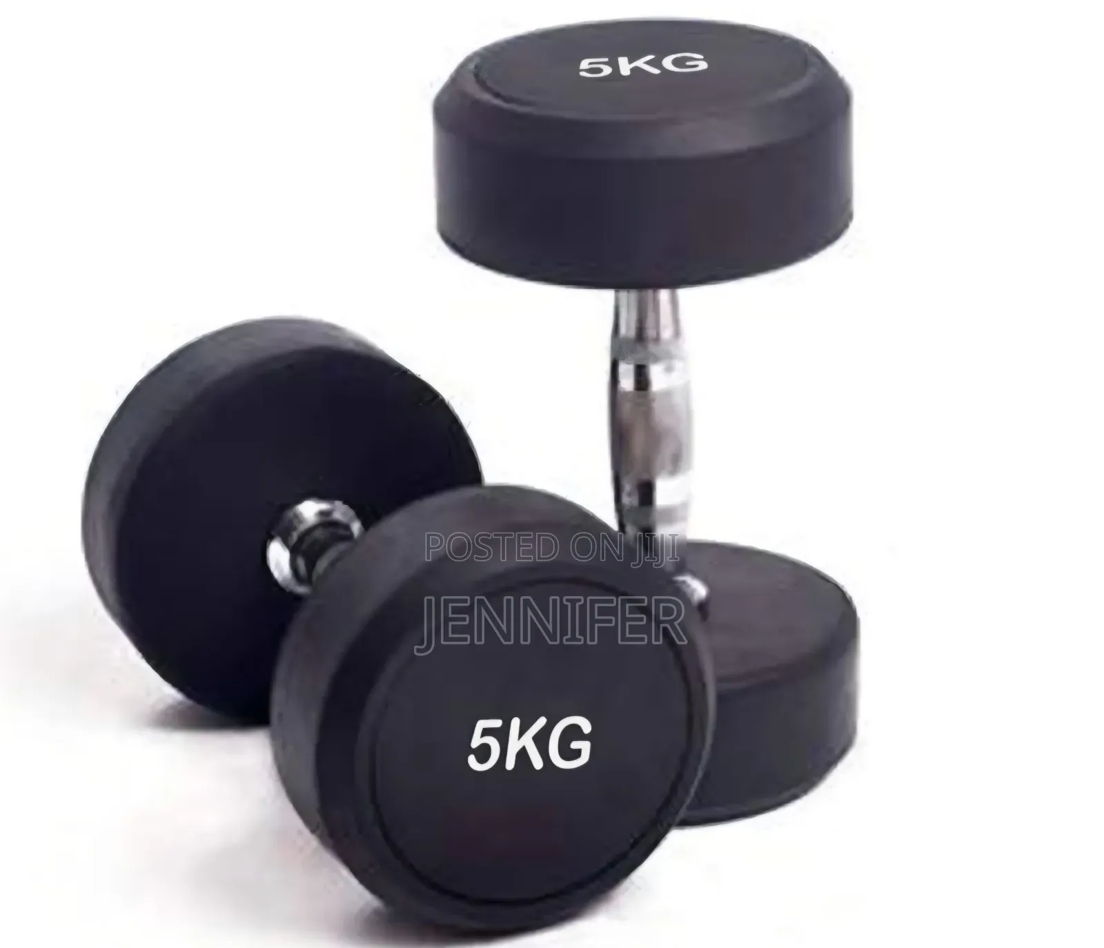 5kg Rubber-Coated Round Dumbbells