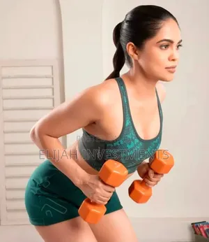 Pair of Blue Neoprene Dumbbells, Each Weighing 8 Kg.