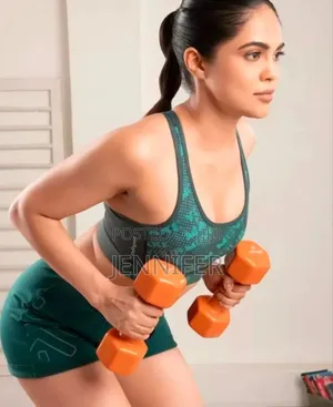 Pair of Blue Neoprene Dumbbells, Each Weighing 8 Kg.