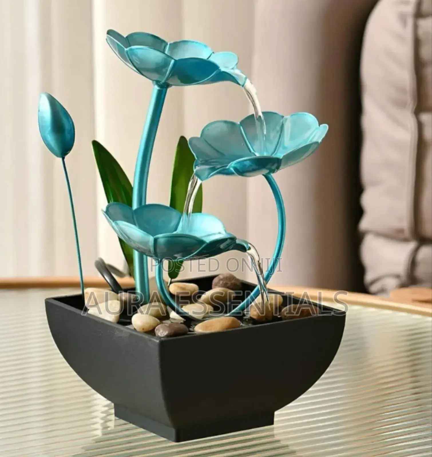 Blue Lotus Tabletop Water Fountain