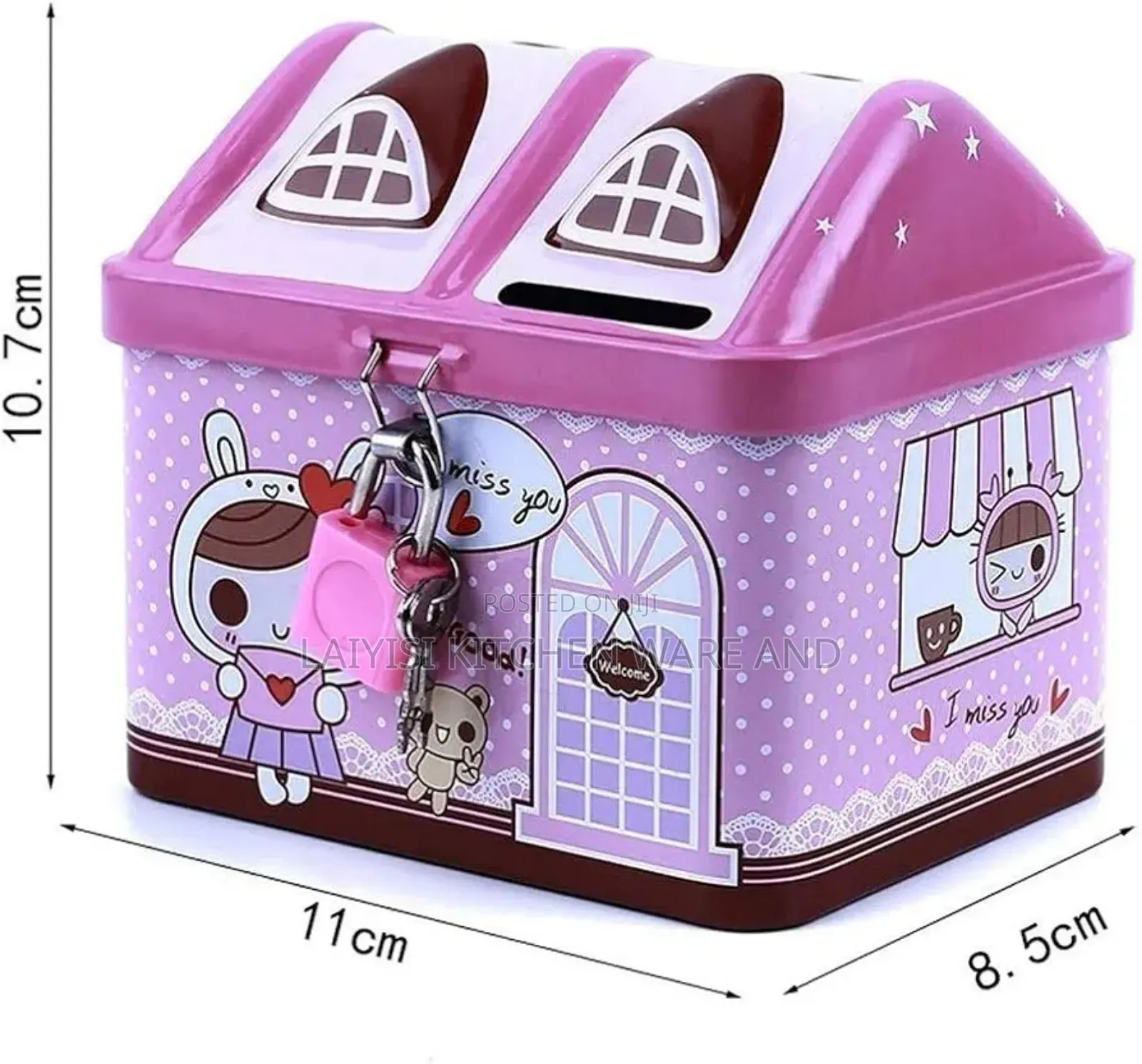 Metallic Kids Savings Box With Secure Lock – Fun Safe Money Bank