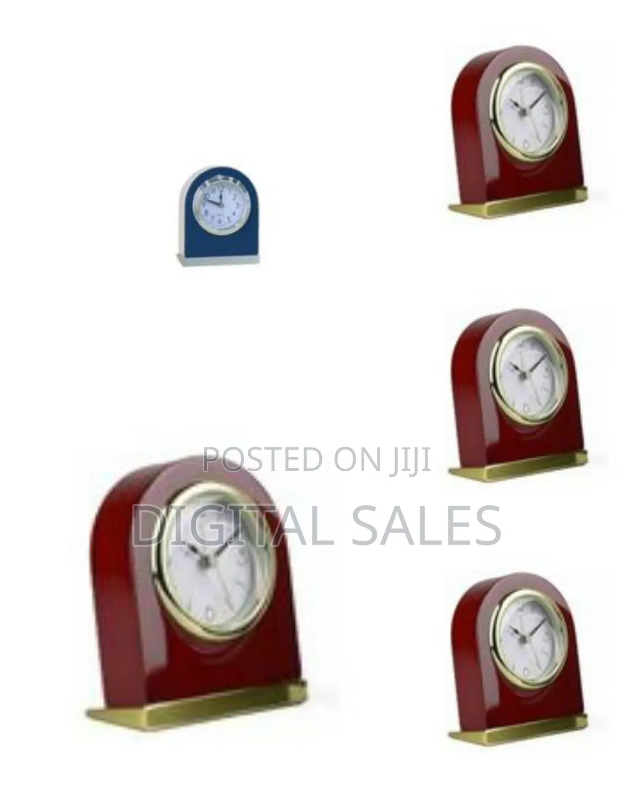 Portable Black Leather-Bound Desk Clock