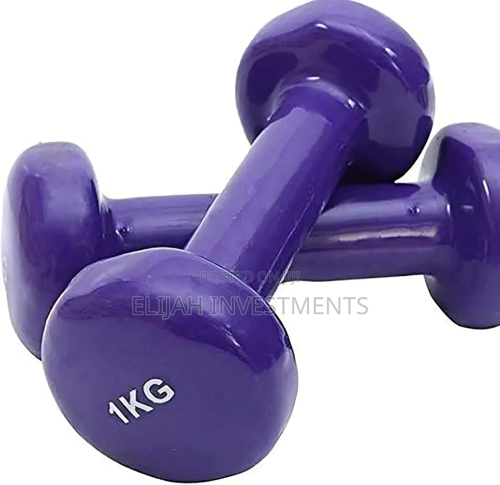 Pair of 1kg Purple Vinyl Dumbbells