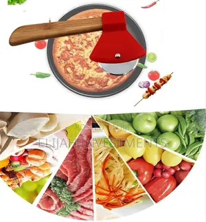 Axe-Shaped Pizza Cutter With a Bamboo Handle