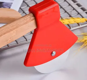 Axe-Shaped Pizza Cutter With a Bamboo Handle