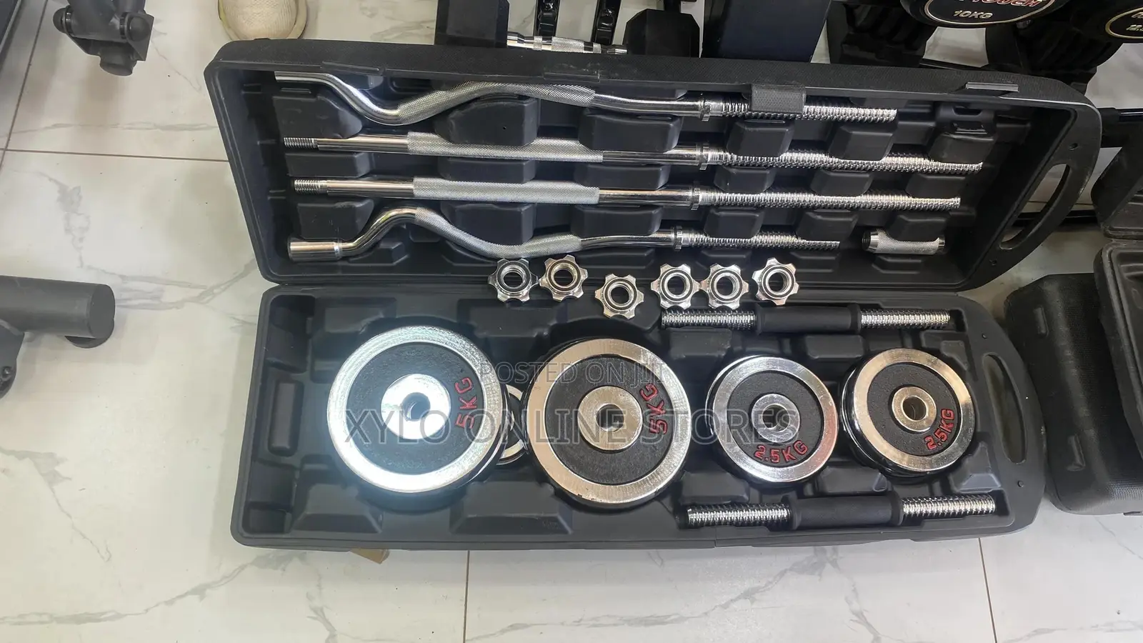 Adjustable Chrome Dumbbell Home Gym 55kg With Carry Case