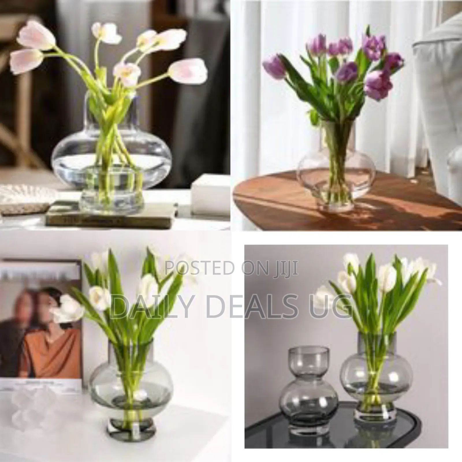 Contemporary Geometric Glass Floral Vase - Multicolor