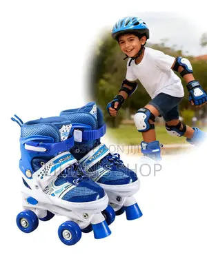 Kids 4 Wheel Roller Skates With Protective Gear