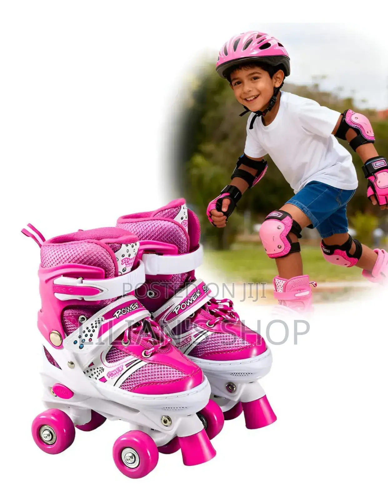 Kids 4 Wheel Roller Skates With Protective Gear