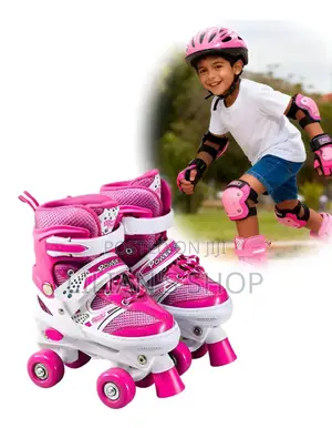 Kids 4 Wheel Roller Skates With Protective Gear