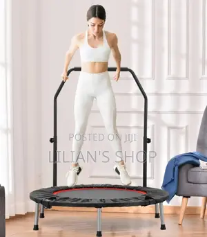 Foldable Mini Exercise Trampoline With an Adjustable Handle Bar