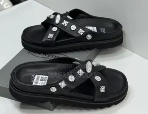 Men’S Black Cross Toga Pulla Stud-embellished Sandals