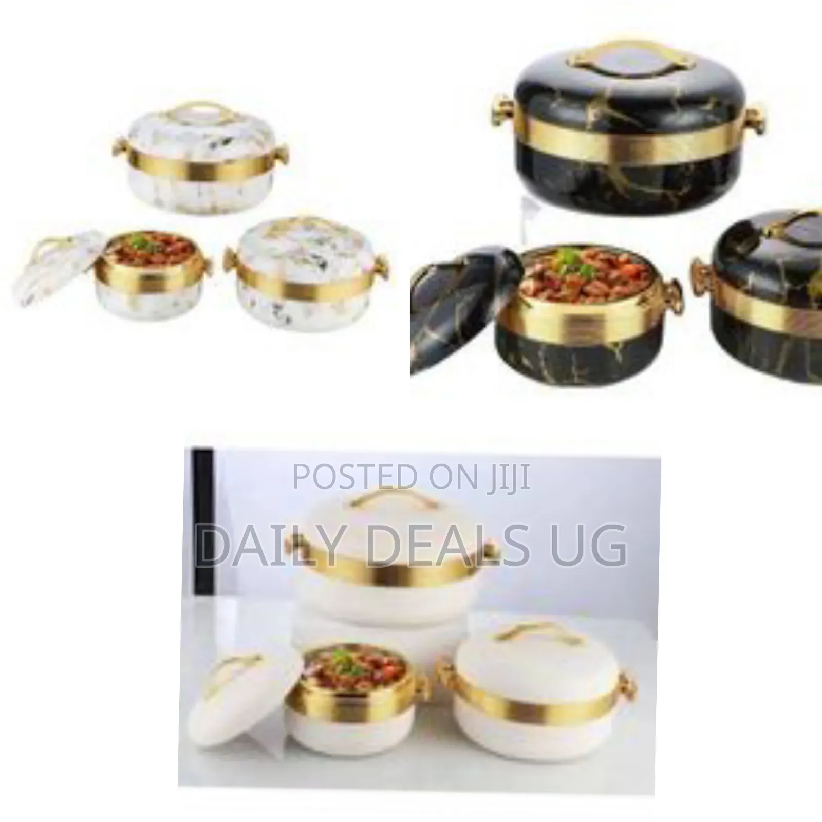 Elegant Marble Gold Insulated Food Warmer Set - Multicolor
