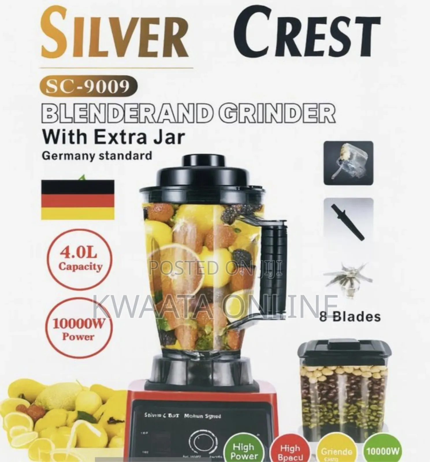 Silver Crest Commercial 4l Blender Grinder – 10000w Heavy-Duty