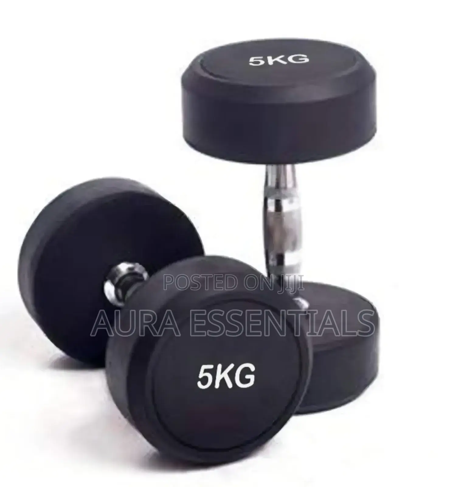 5kg Rubber-Coated Round Dumbbells