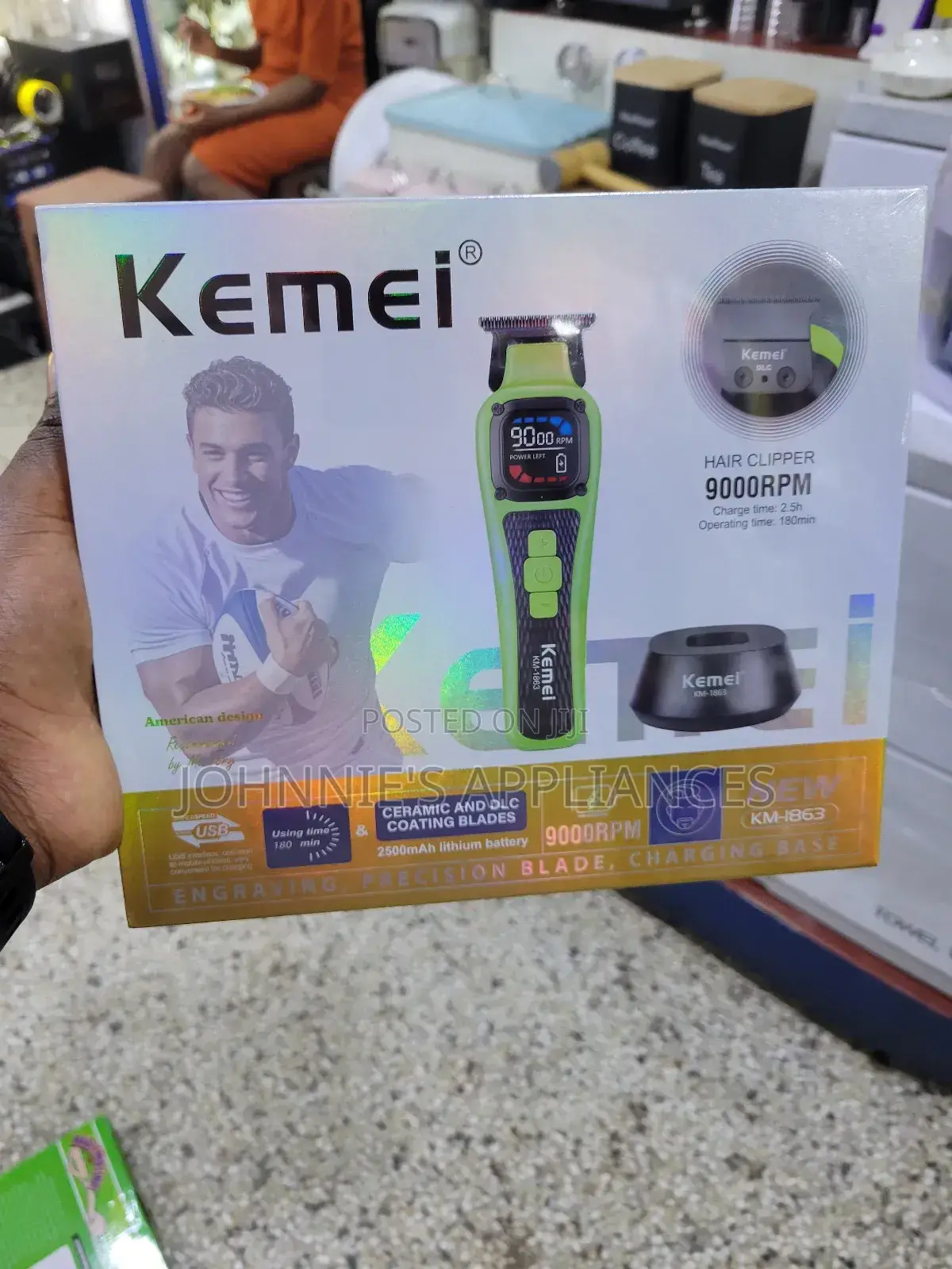 Kemei Km-1863 Professional Electric Hair Clipper – 9000rpm Cordless