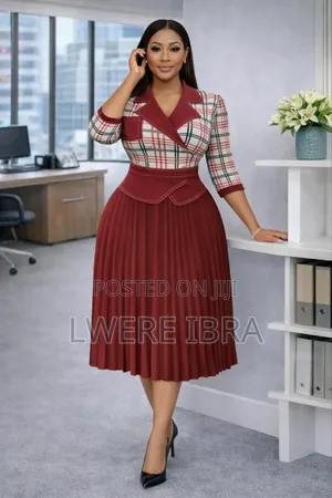 Maroon Free Size Round Office Dresses