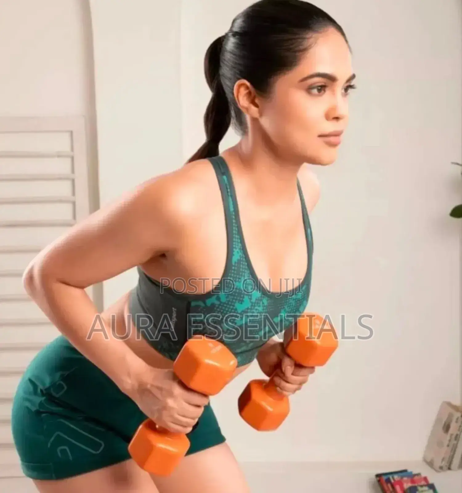 Pair of Blue Neoprene Dumbbells, Each Weighing 8 Kg