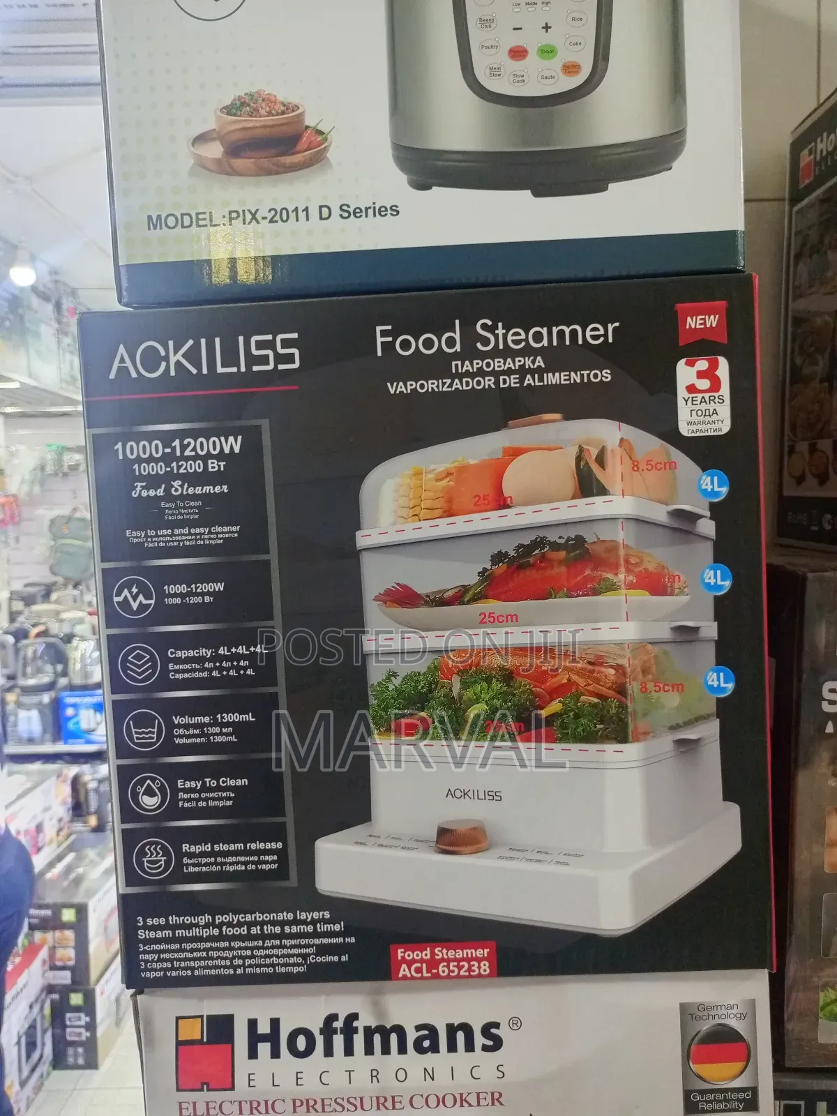 Ackiliss 3-Tier Electric Food Steamer, Model Acl-65238.