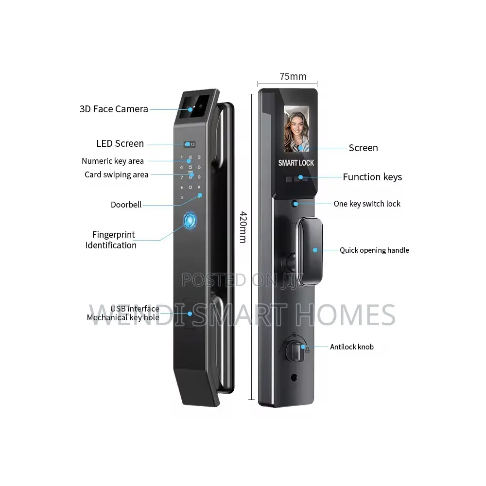 3d Face Id, Camera Fingerprint, Card, Password Tuya Smart Lock
