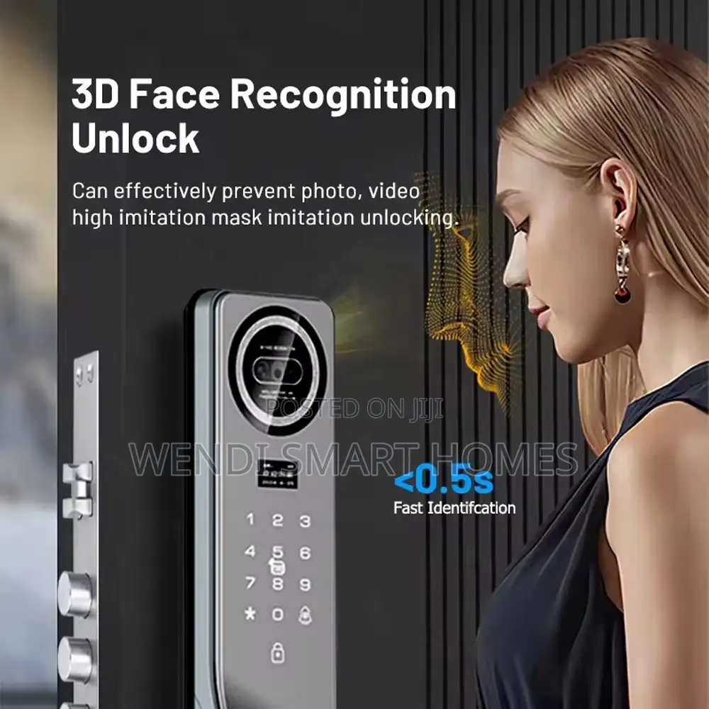 Tuya 3d Smart Lock Camera, Password, App, Fingerprint, Card, Face Id