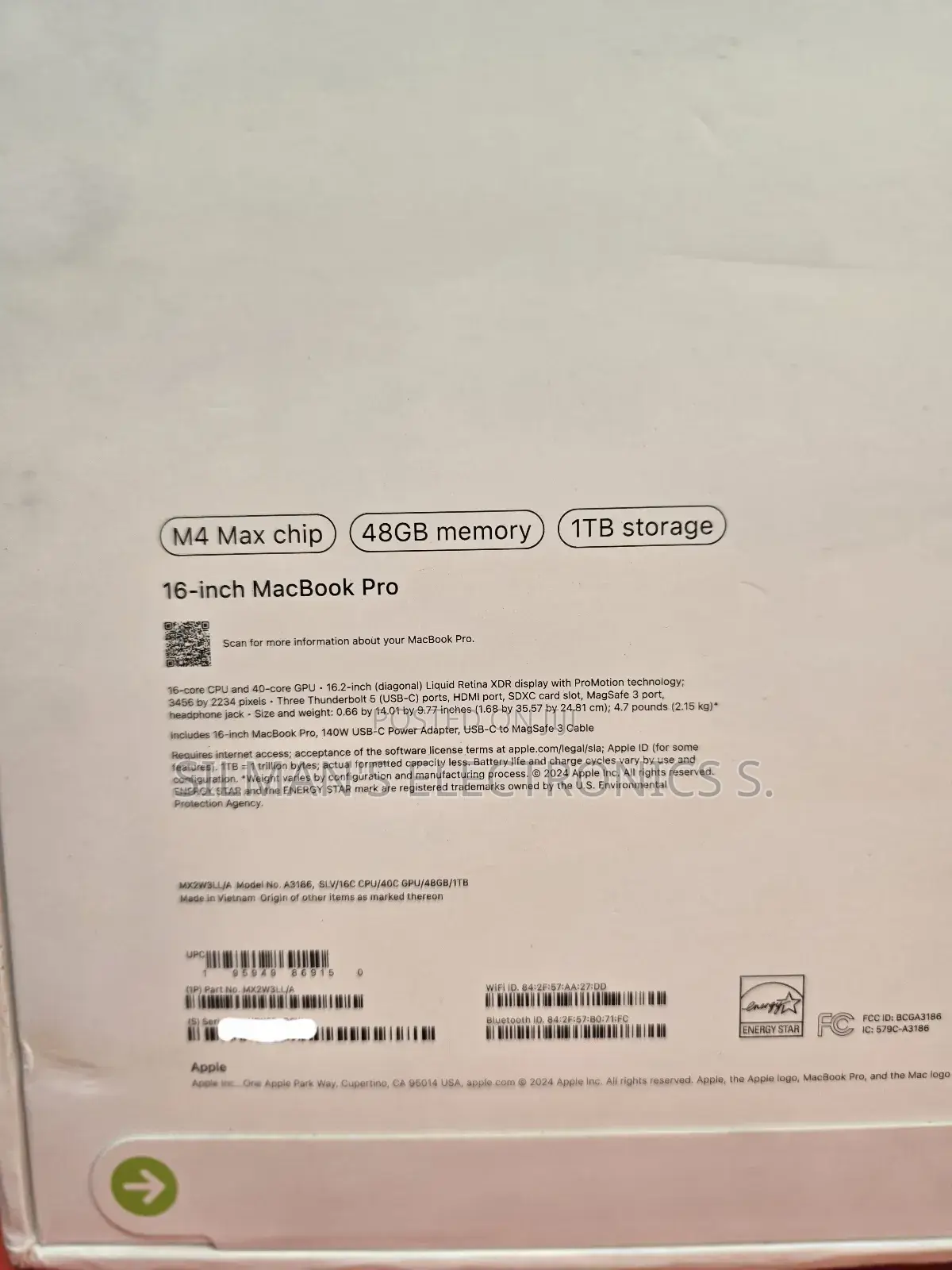New Apple MacBook Pro 2024 M4 Max 16-inch 48GB Apple M4 Max SSD 1T