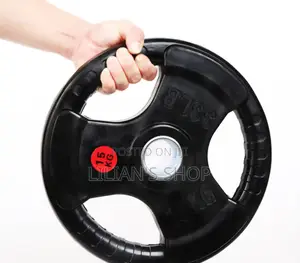 15kg Rubber-Coated Olympic Weight Plate With a Tri-Grip Design